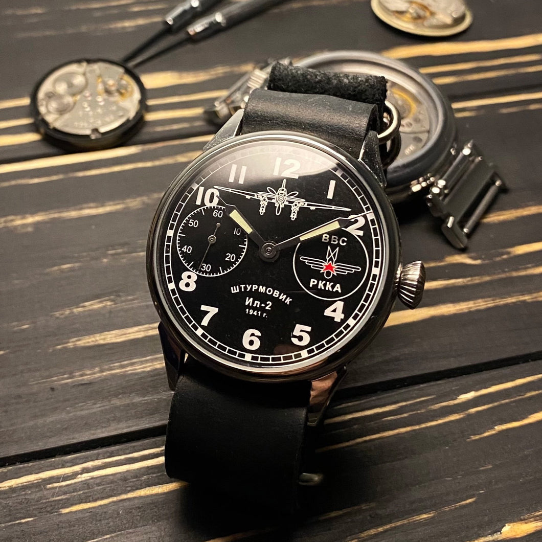 Rare! Vintage soviet wrist watch Molnija Aviator Il-2 1980s - Sputnik1957